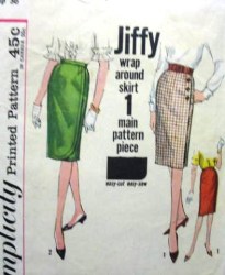 4645 60s SIMPLICITY  JIFFY WRAP AROUND 1 PC SKIRT EZ PATTERN 26'' or 24" WAIST